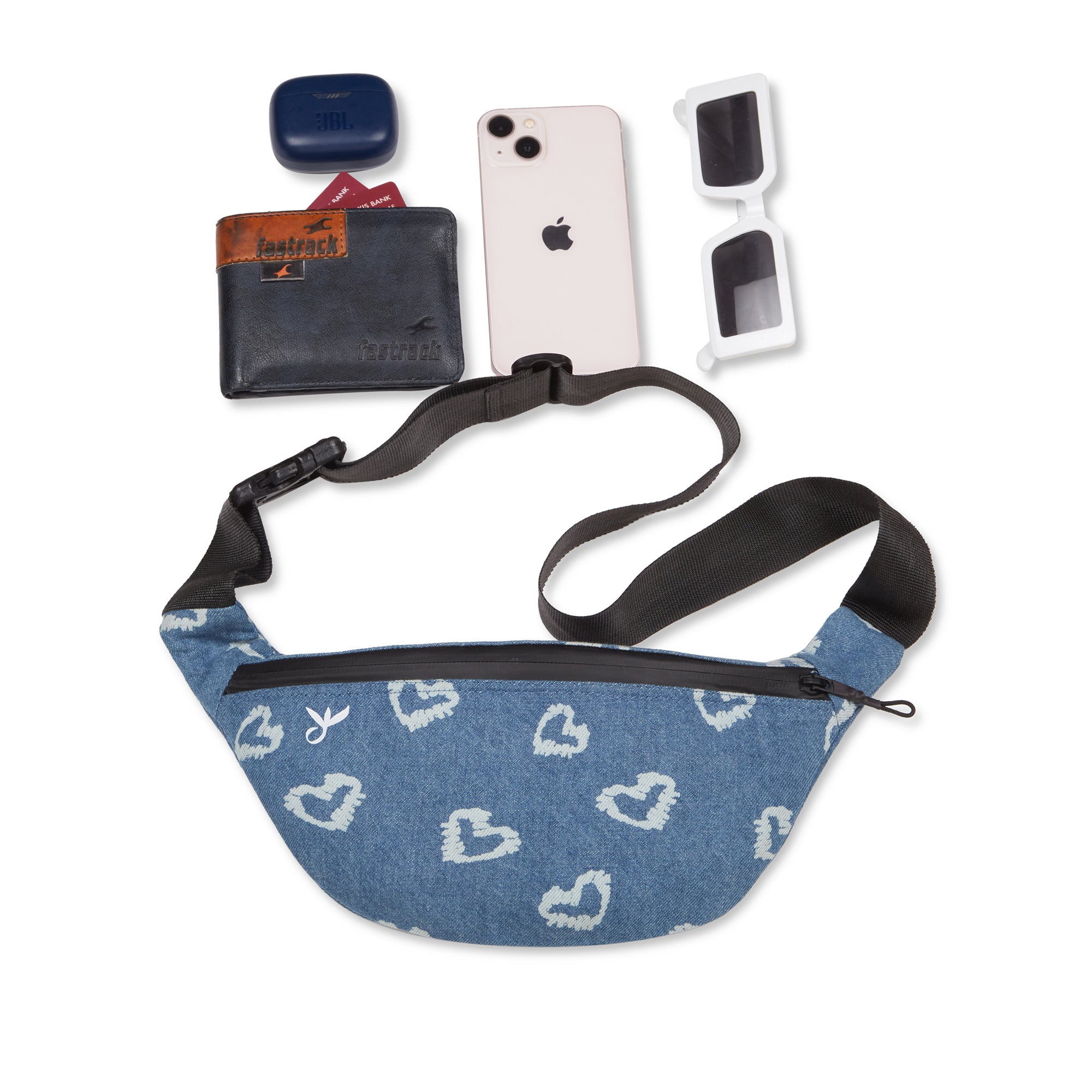 Denim Hearts Fanny Pack -  Label Dimple Raghani