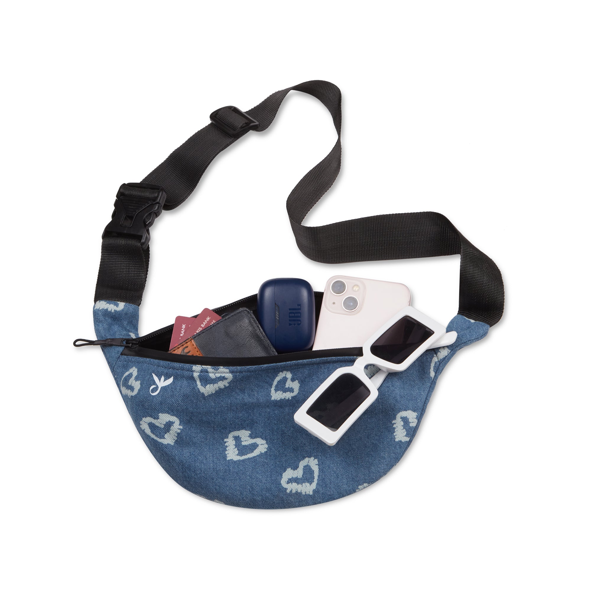 Denim Hearts Fanny Pack -  Label Dimple Raghani